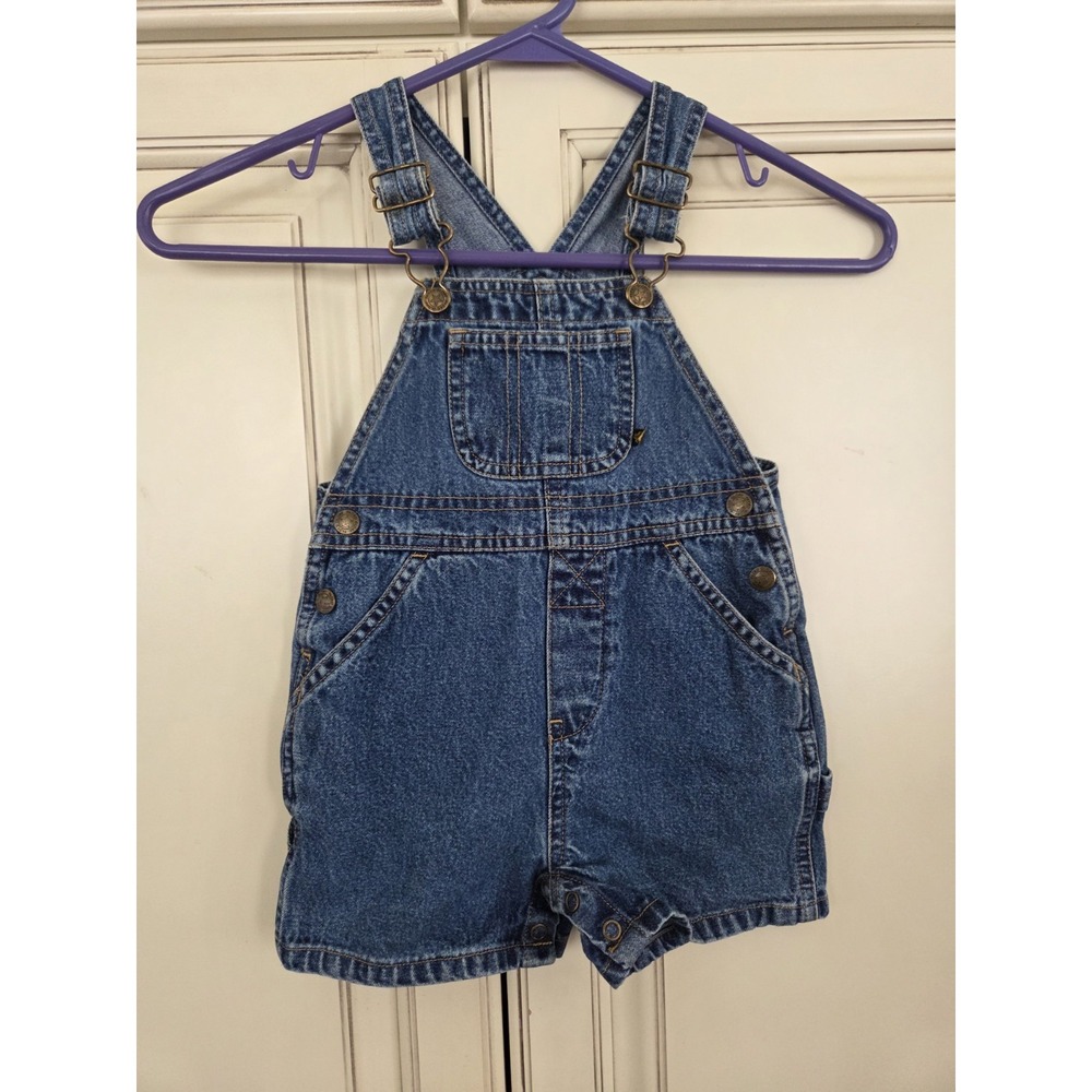 Vtg Faded Glory Denim Carpenter Shortalls Boys Kids  18 Months Toddler Child